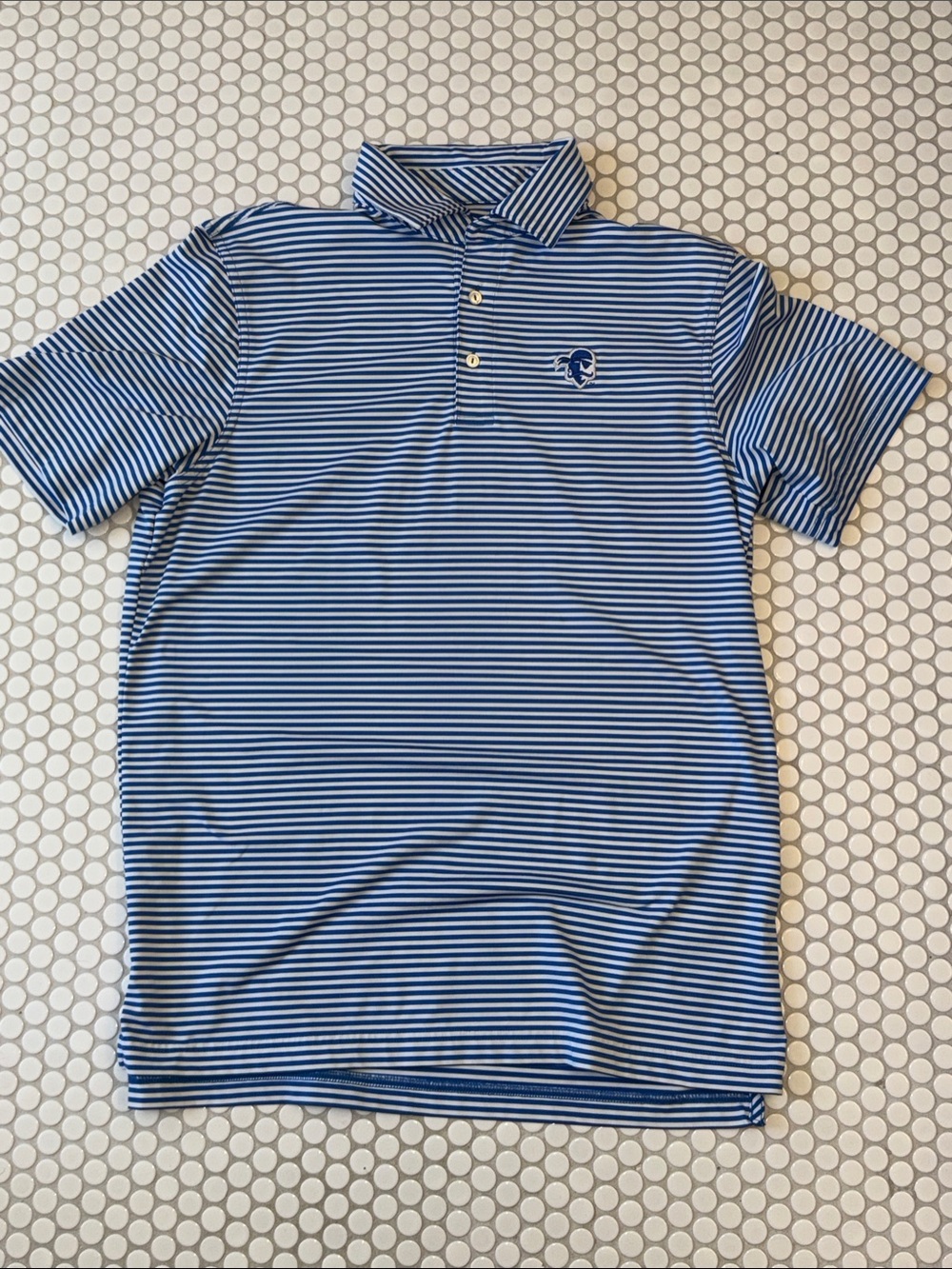 Vineyard Vines Seton Hall Pirates Blue & White Striped Polo
